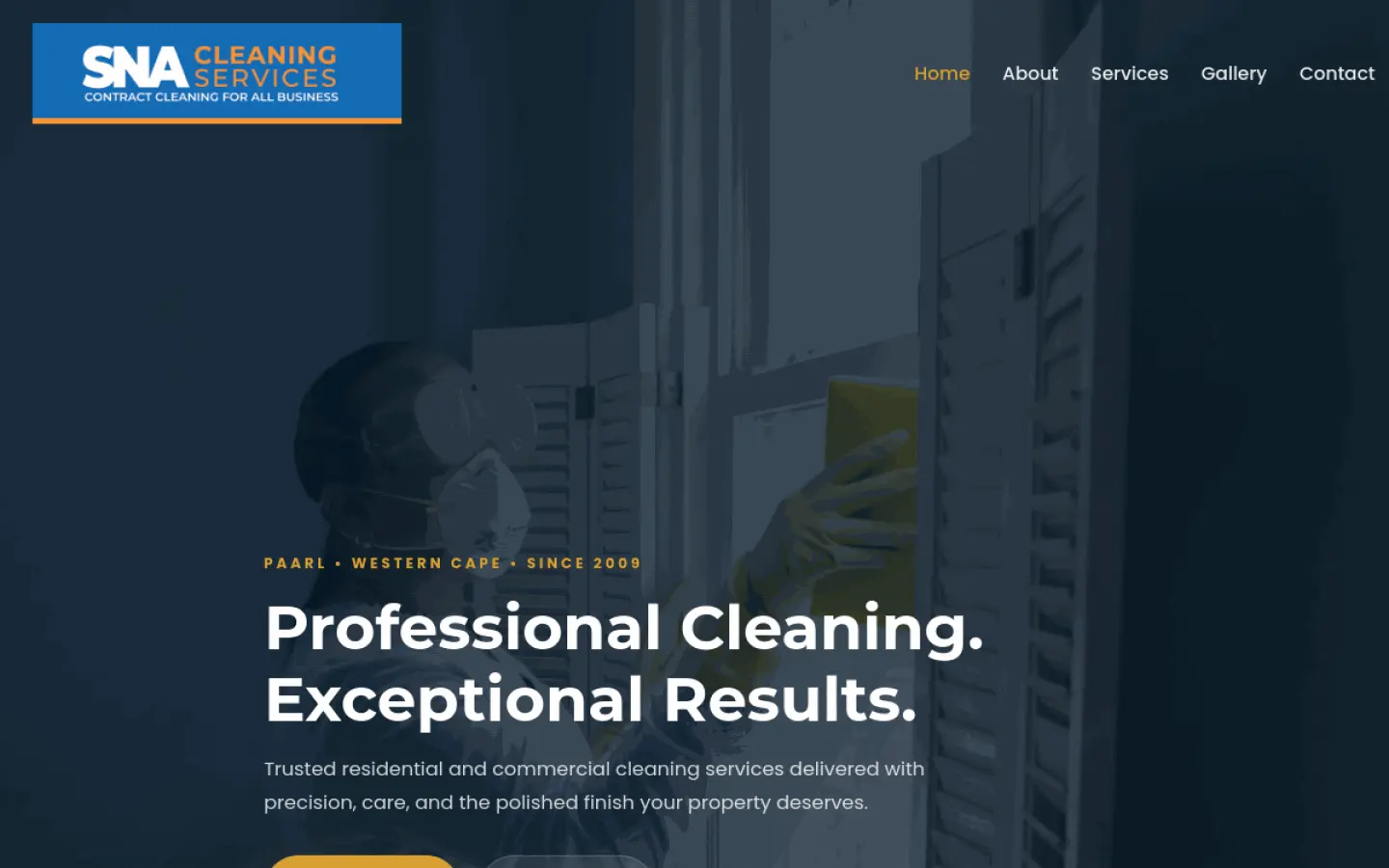 SNA Cleaning Services website homepage